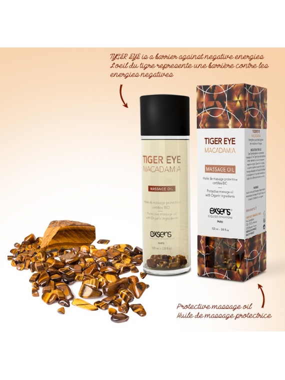 TIGER EYE MACADAMIA - Huile de massage avec pierres semi-précieuses